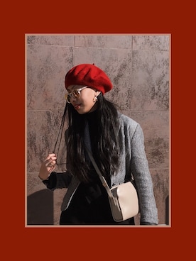「red」｜「アイテム（ハンチング/ベレー帽）」を使った、Tiffany  |  티파니さん（レディース・155cm）の冬コーディネート