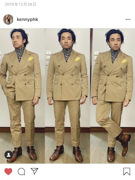 「アイテム（スーツジャケット）」を使った、kennyphkさん（メンズ・170cm）の冬コーディネート