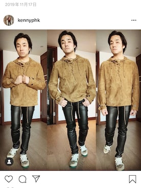 「YSL（ワイエスエル）のアイテム（トップス）」を使った、kennyphkさん（メンズ・170cm）の冬コーディネート