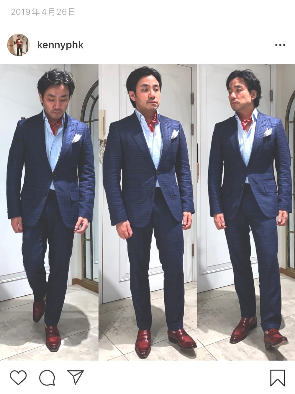 「TOM FORDのアイテム（スーツジャケット、ブルー系）」を使った、kennyphkさん（メンズ・170cm）の冬コーディネートの1枚目の写真