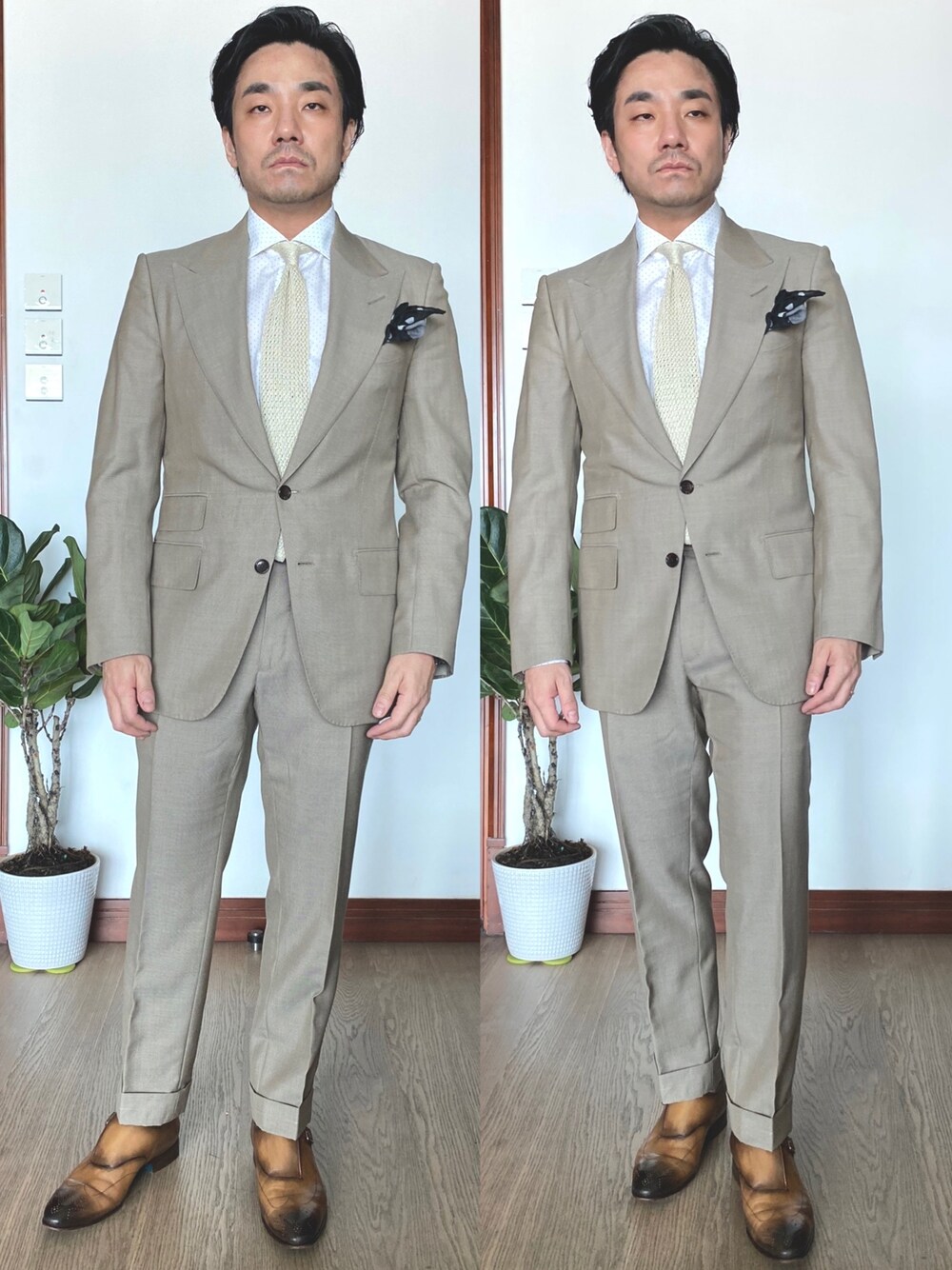 「ZEGNAのアイテム（蝶ネクタイ、ベージュ系）」を使った、kennyphkさん（メンズ・169cm）の春コーディネートの1枚目の写真