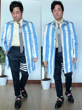 「THOM BROWNE（トムブラウン）のアイテム（パンツ）」を使った、kennyphkさん（メンズ・169cm）の夏コーディネート