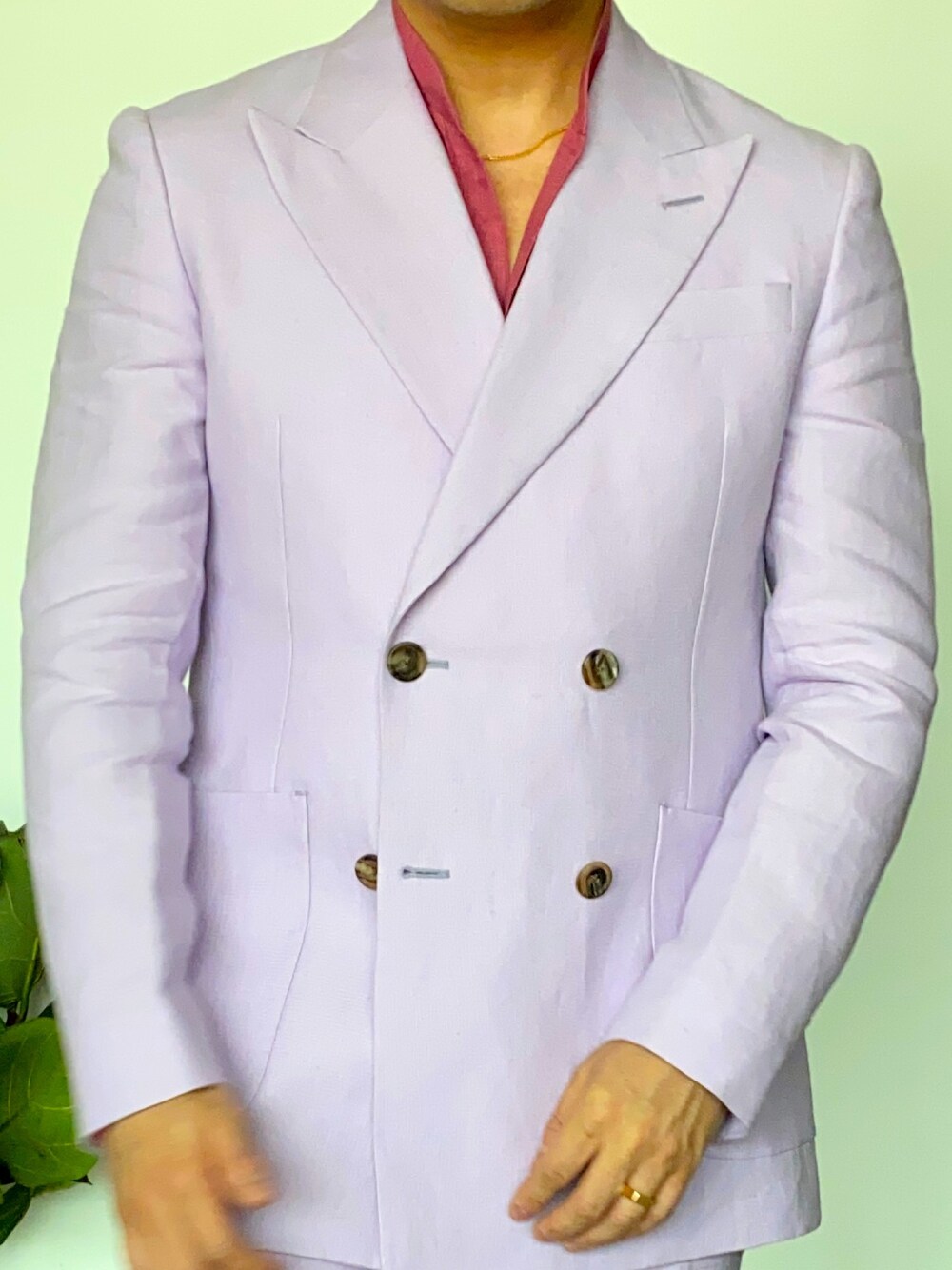 「RICHARD JAMESのアイテム（スーツジャケット、パープル系）」を使った、kennyphkさん（メンズ・169cm）の夏コーディネートの1枚目の写真