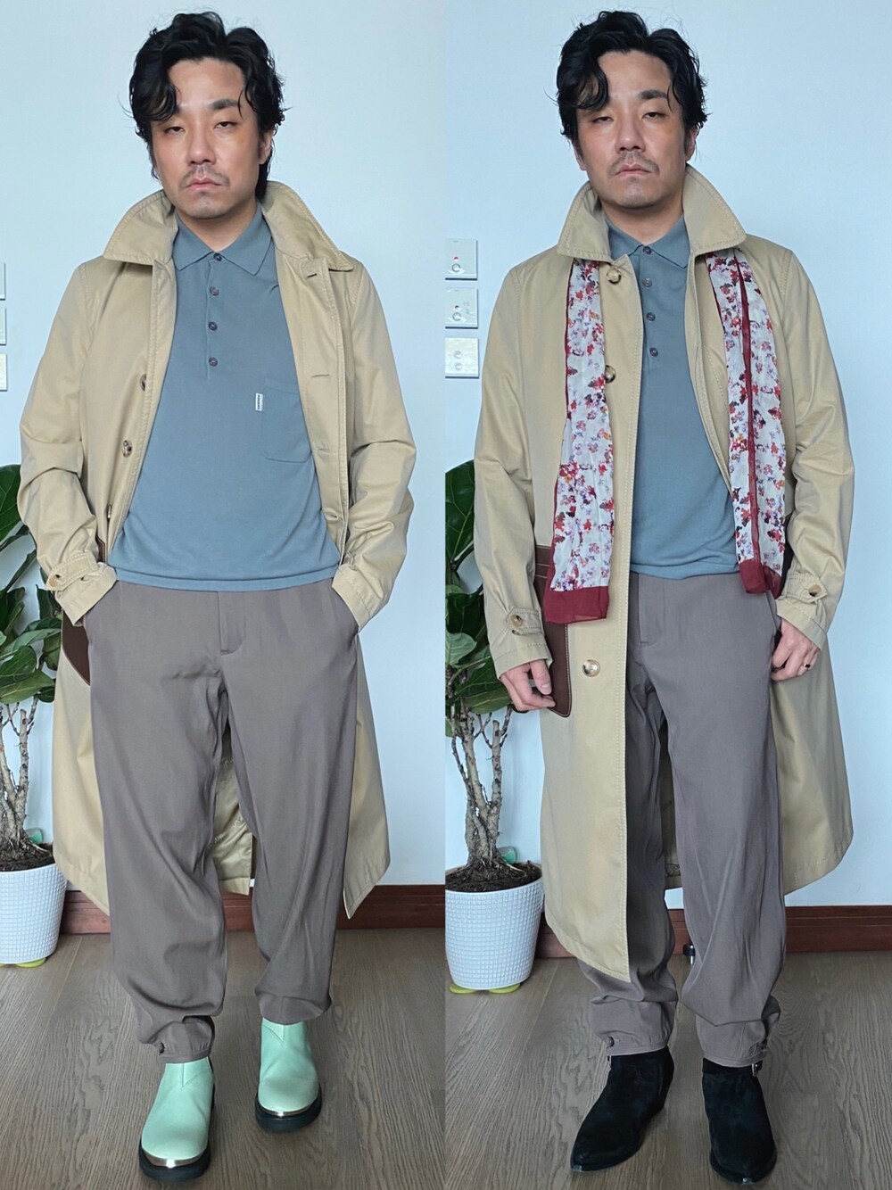 「ROCHASのアイテム（ポロシャツ、ブルー系）」を使った、kennyphkさん（メンズ・169cm）の秋コーディネートの1枚目の写真