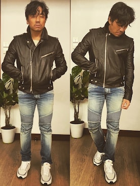 「BALMAIN（バルマン）のアイテム（ジャケット/アウター）」を使った、kennyphkさん（メンズ・169cm）の秋コーディネート