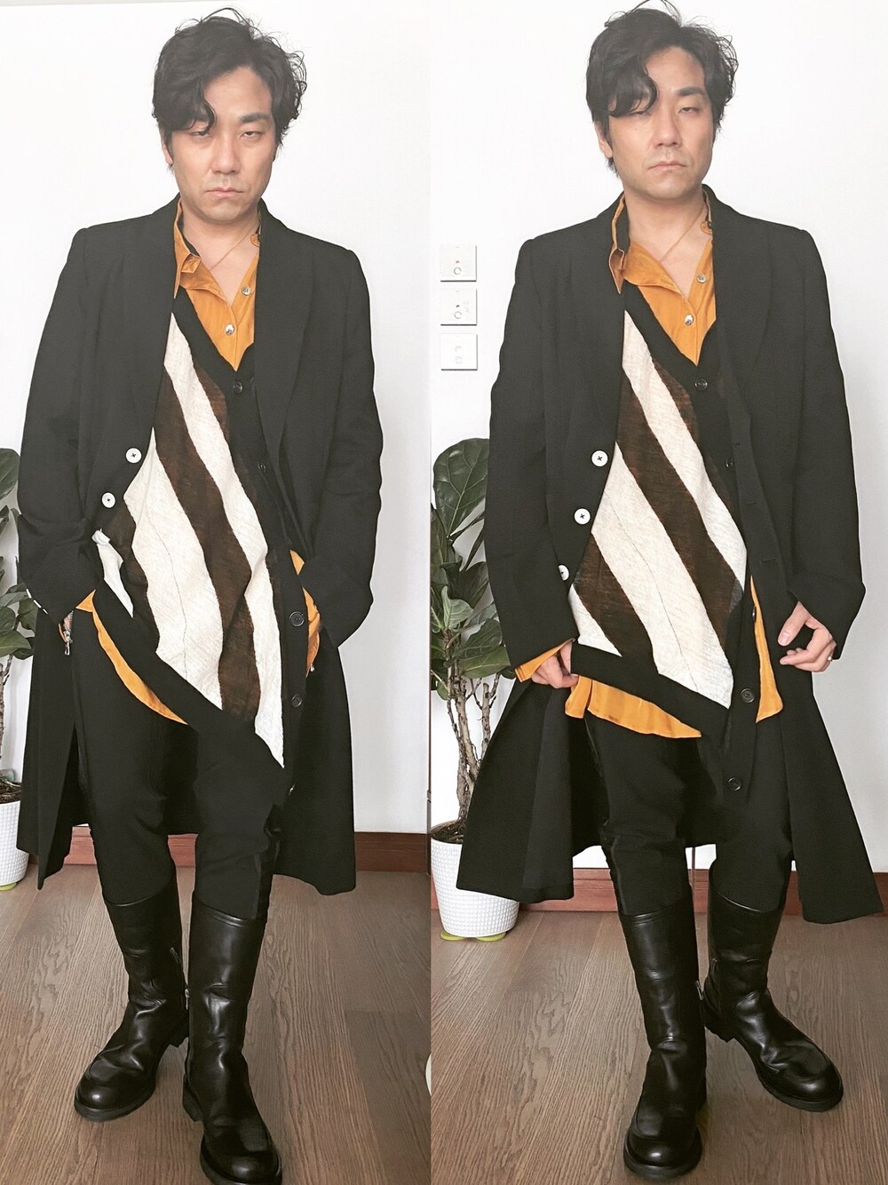 「Ann DEMEULEMEESTERのアイテム（トレンチコート、ブラック系）」を使った、kennyphkさん（メンズ・169cm）の秋コーディネートの1枚目の写真