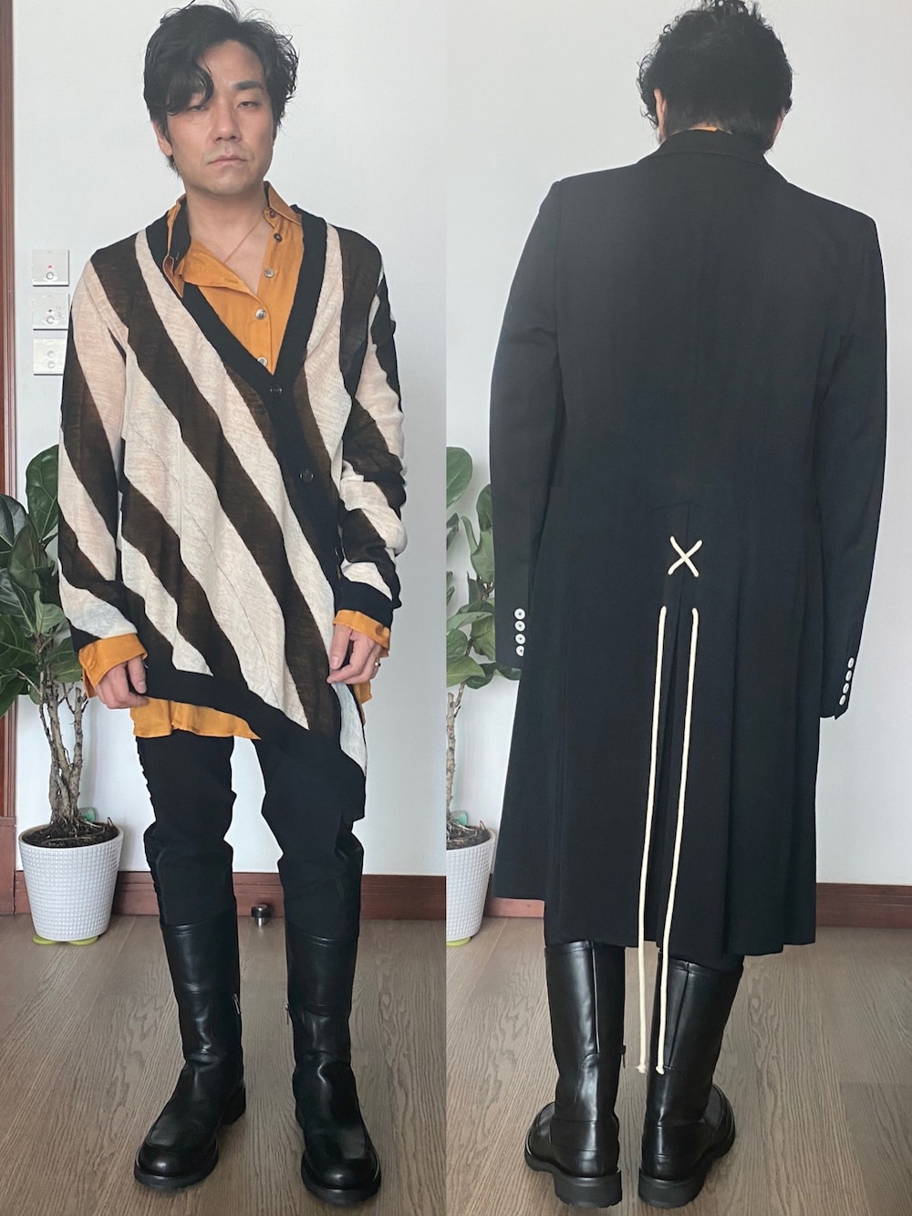 「Ann DEMEULEMEESTERのアイテム（カーディガン/ボレロ、その他）」を使った、kennyphkさん（メンズ・169cm）の秋コーディネートの1枚目の写真