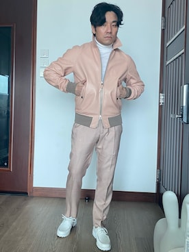 「アイテム（MA-1、ピンク系）」を使った、kennyphkさん（メンズ・169cm）の冬コーディネート