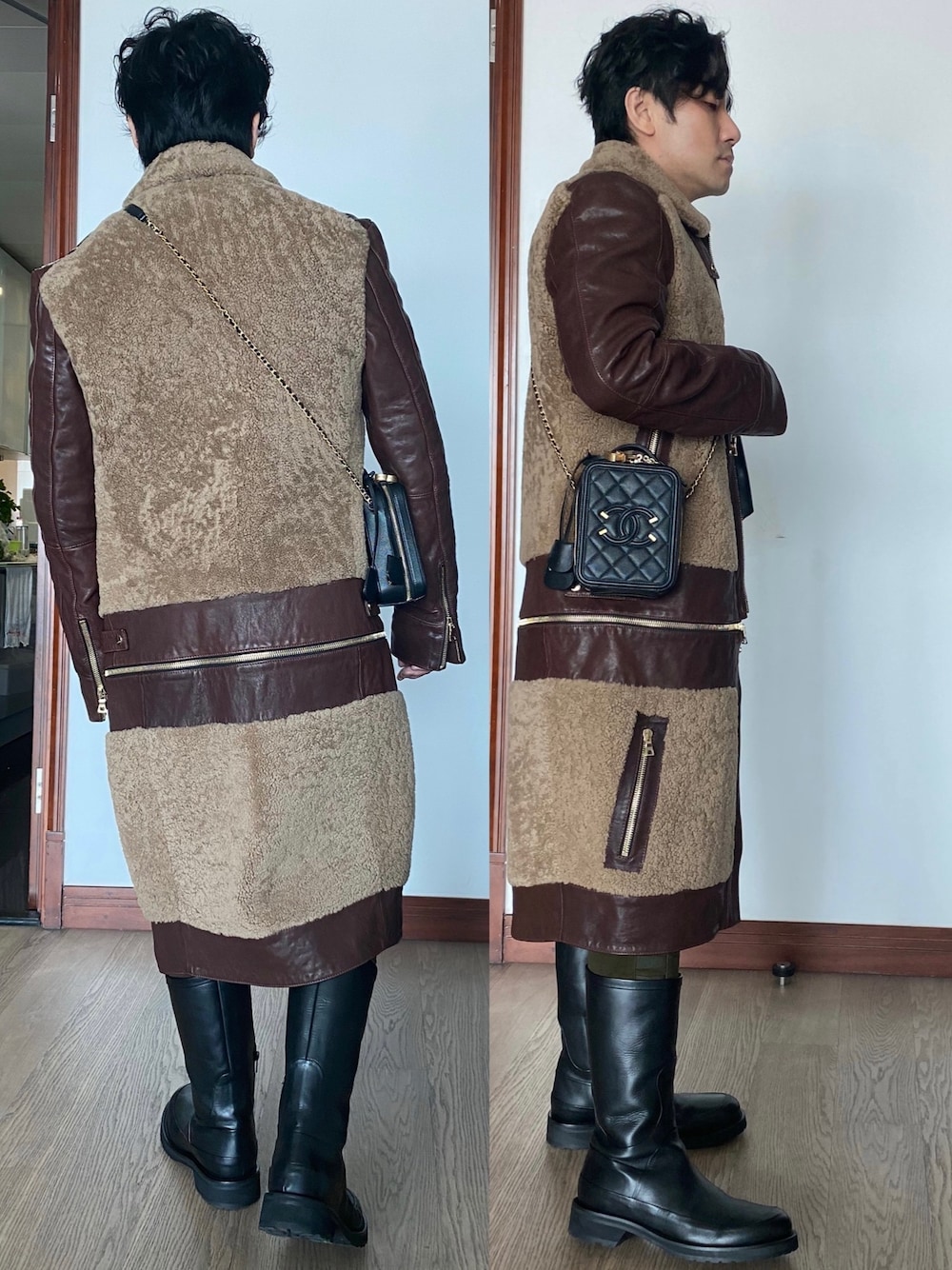 「BALMAINのアイテム（チェスターコート、ブラウン系）」を使った、kennyphkさん（メンズ・169cm）の冬コーディネートの1枚目の写真