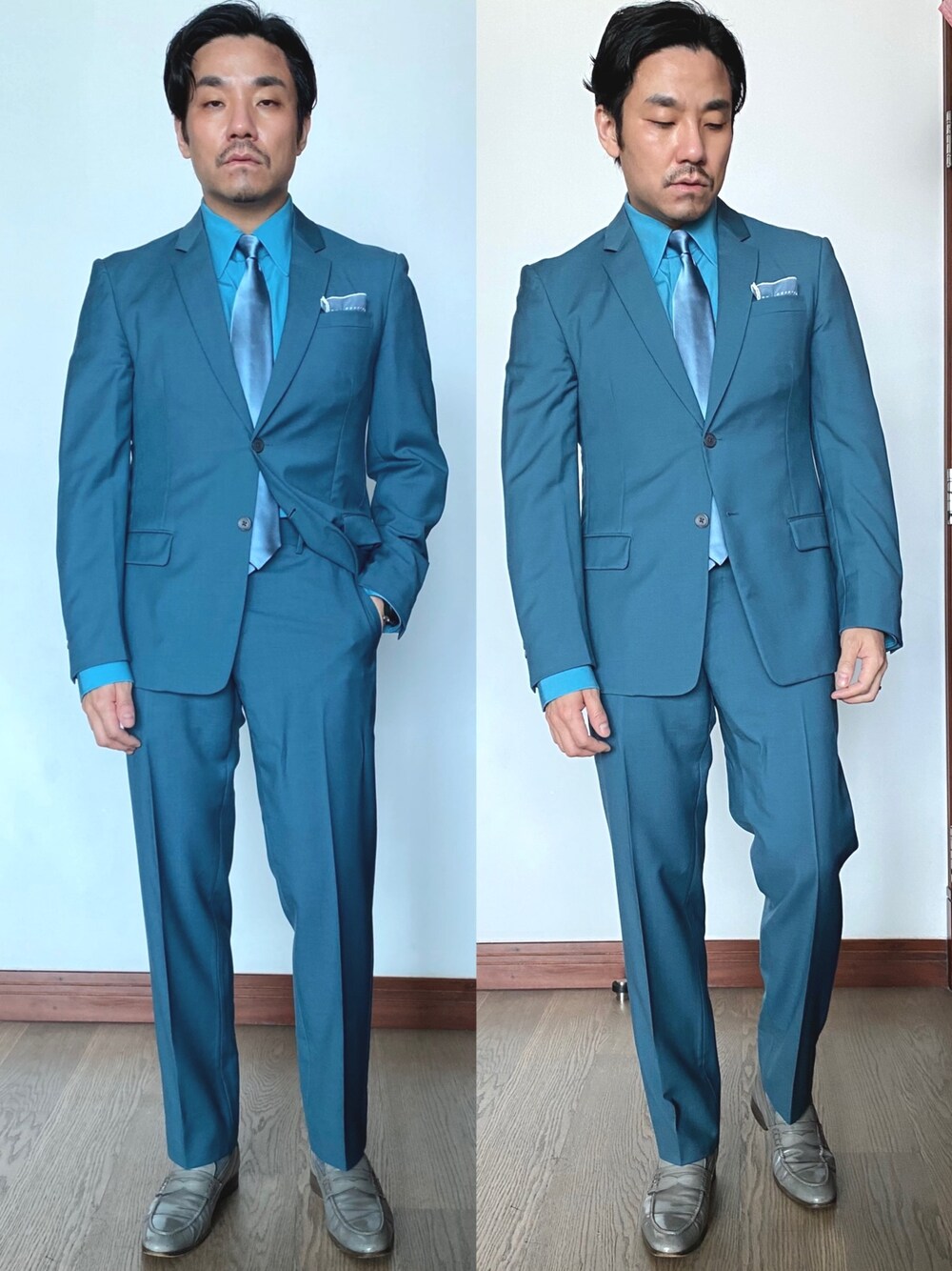 「PRADAのアイテム（スーツセット、ブルー系）」を使った、kennyphkさん（メンズ・169cm）の冬コーディネートの1枚目の写真
