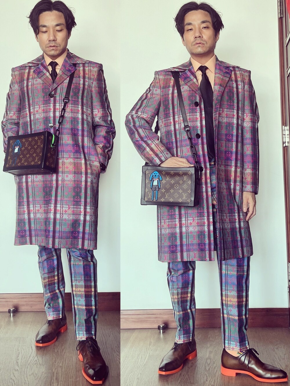 「TOM FORDのアイテム（シャツ/ブラウス、オレンジ系）」を使った、kennyphkさん（メンズ・169cm）の春コーディネートの1枚目の写真