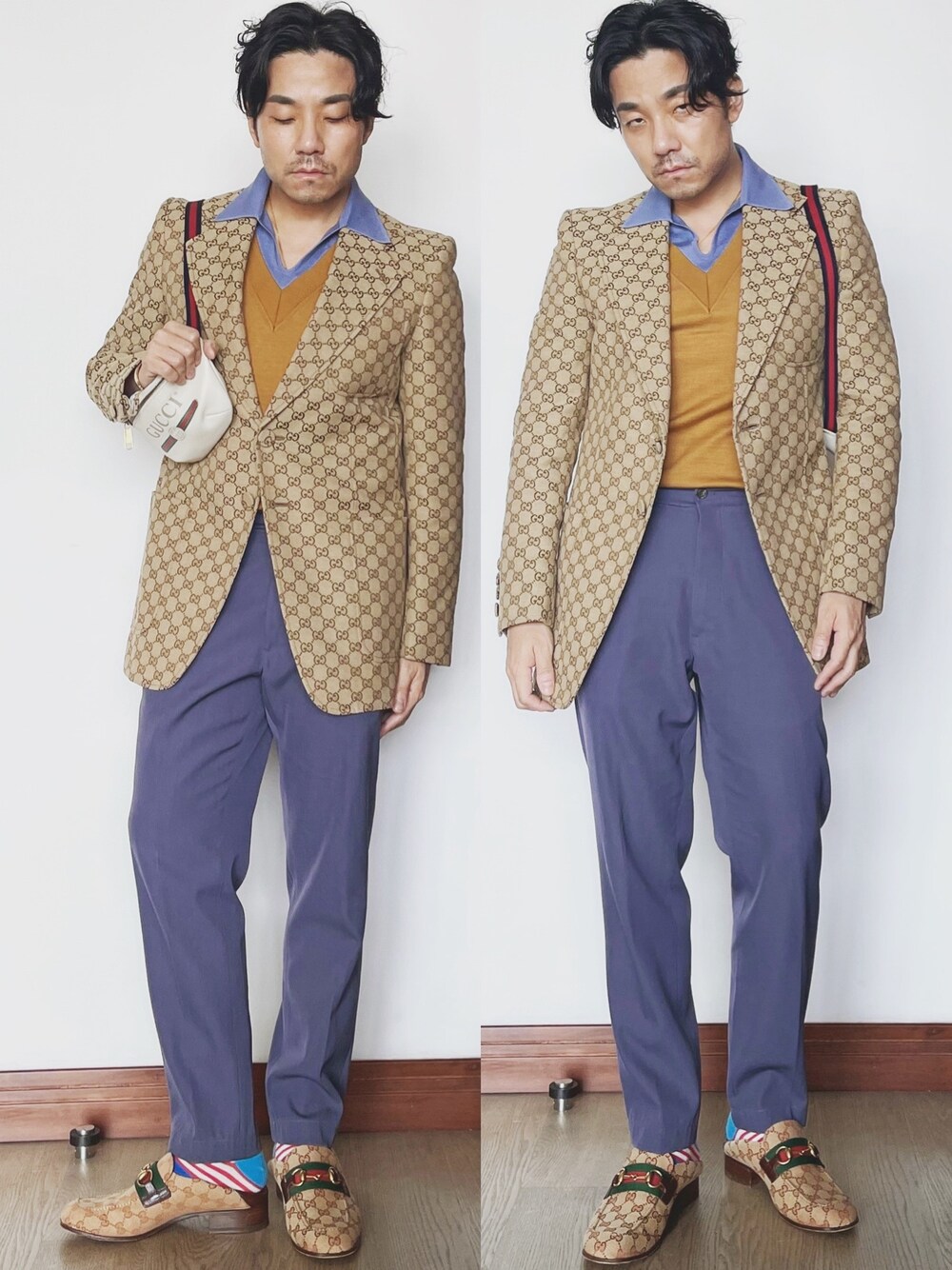 「dunhillのアイテム（ポロシャツ、ゴールド系）」を使った、kennyphkさん（メンズ・169cm）の春コーディネートの1枚目の写真