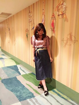 「STRAWBERRY-FIELDS（ストロベリーフィールズ）のアイテム（デニムスカート）」を使った、ayakaさん（レディース・158cm）の夏コーディネート