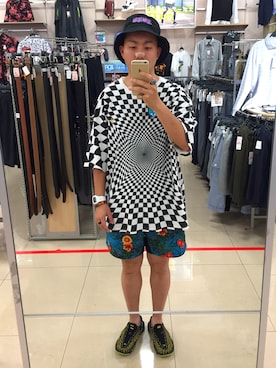 「柄×柄」｜「アイテム（腕時計）」を使った、jjtsbさん（メンズ・168cm）の夏コーディネート