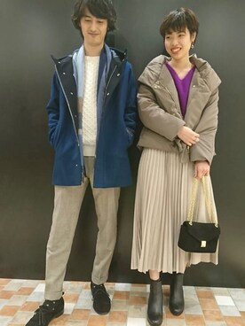 「Rougevif」｜「アイテム（ダウンジャケット/コート）」を使った、SAYAKAさん（レディース・165cm）の秋コーディネート