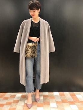 「ブラウス」｜「アイテム（ムートンコート）」を使った、SAYAKAさん（レディース・165cm）の冬コーディネート