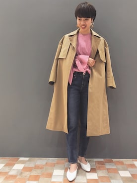 「Rouge vif（ルージュヴィフ）のアイテム（トレンチコート）」を使った、SAYAKAさん（レディース・165cm）の春コーディネート