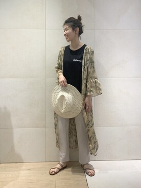 「Rouge vif（ルージュヴィフ）のアイテム（帽子）」を使った、SAYAKAさん（レディース・165cm）の夏コーディネート