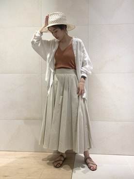 「Rouge vif（ルージュヴィフ）のアイテム（帽子）」を使った、SAYAKAさん（レディース・165cm）の夏コーディネート