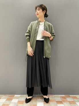 「Rouge vif（ルージュヴィフ）のアイテム（ブルゾン）」を使った、SAYAKAさん（レディース・165cm）の春コーディネート
