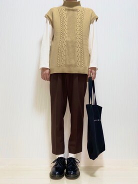 「TAKEO KIKUCHI（タケオキクチ）のアイテム（スラックス）」を使った、yu@さん（メンズ・174cm）の春コーディネート
