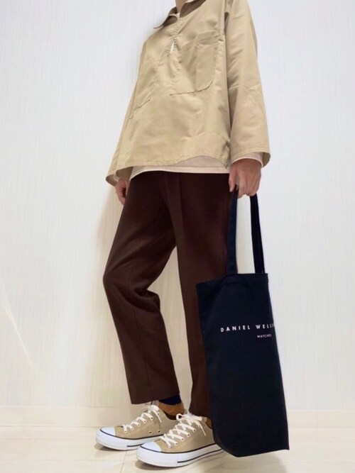 Daniel Wellington ダニエルウェリントン のトートバッグを使ったメンズ人気ファッションコーディネート Sciaky