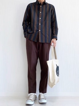 「TAKEO KIKUCHI（タケオキクチ）のアイテム（スラックス）」を使った、yu@さん（メンズ・174cm）の春コーディネート