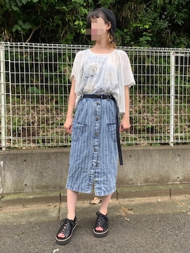 「Tシャツ×デニム」｜「アイテム（ハンチング/ベレー帽）」を使った、MiHo⑅◡̈*.さん（レディース・163cm）の夏コーディネート