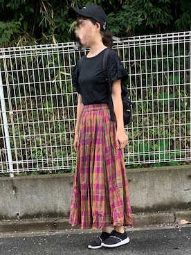 「AS as know as（エーエス アズノウアズ）のアイテム（Tシャツ/カットソー）」を使った、MiHo⑅◡̈*.さん（レディース・163cm）の夏コーディネート