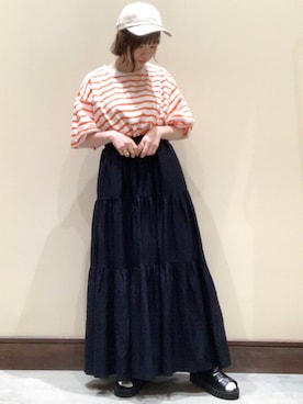 「キャップ女子」｜marurunさん（レディース・158cm）の夏コーディネート