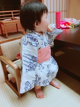 「9ヶ月」｜「アイテム（水着/着物・浴衣）」を使った、♡SAKIさん（キッズ・70cm）の冬コーディネート