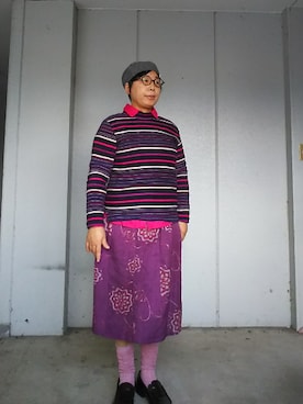 「Handmade（ハンドメイド）のアイテム（キャップ）」を使った、えまさん（レディース・160cm）の秋コーディネート