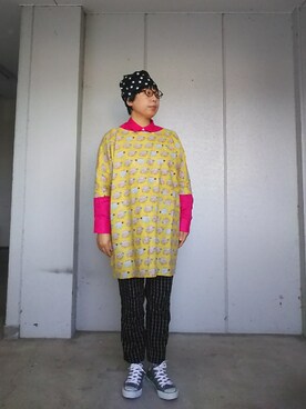 「Handmade（ハンドメイド）のアイテム（キャップ）」を使った、えまさん（レディース・160cm）の冬コーディネート