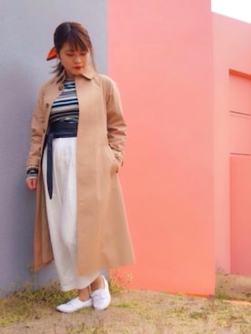 「NATURAL BEAUTY BASIC（ナチュラルビューティーベーシック）のアイテム（ステンカラーコート）」を使った、あかさん（レディース・150cm）の春コーディネート