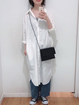「rps（アールピーエス）のアイテム（シャツワンピース）」を使った、まめ。さん（レディース・160cm）の夏コーディネート