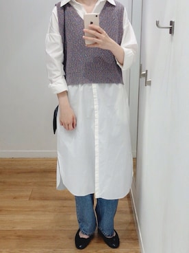 「rps（アールピーエス）のアイテム（シャツワンピース）」を使った、まめ。さん（レディース・160cm）の秋コーディネート