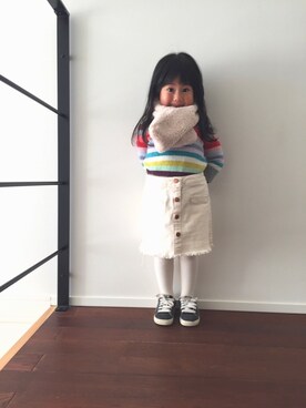 「アイテム（スカート）」を使った、uru*さん（キッズ・90cm）の冬コーディネート