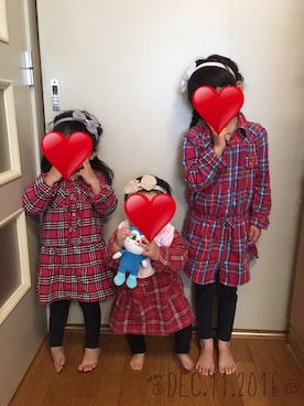 「3can4on（サンカンシオン）のアイテム（ワンピース/ドレス）」を使った、❁さん（キッズ・100cm）の冬コーディネート