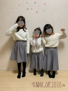 「ヒラキ（ヒラキ）のアイテム（スカート）」を使った、❁さん（キッズ・120cm）の秋コーディネート