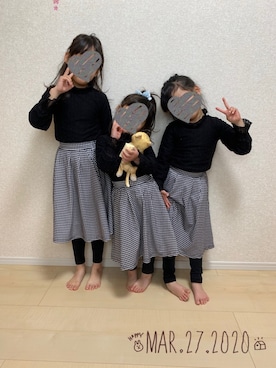 「ヒラキ（ヒラキ）のアイテム（スカート）」を使った、❁さん（キッズ・120cm）の冬コーディネート