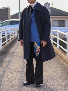 「niko and...（ニコアンド）のアイテム（ステンカラーコート）」を使った、tossy19991110さん（メンズ・174cm）の冬コーディネート