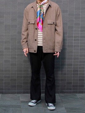 「ニコアンド」｜「アイテム（ミリタリージャケット）」を使った、tossy19991110さん（メンズ・174cm）の冬コーディネート