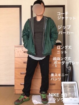 「GGD（ジージーディー）のアイテム（その他アウター）」を使った、ぼくたくさん（メンズ・172cm）の冬コーディネート
