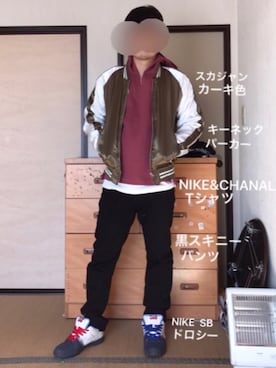 「８(eight)（エイト）のアイテム（その他アウター）」を使った、ぼくたくさん（メンズ・172cm）の春コーディネート