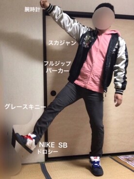 「８(eight)（エイト）のアイテム（その他アウター）」を使った、ぼくたくさん（メンズ・172cm）の春コーディネート