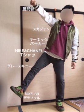「８(eight)（エイト）のアイテム（その他アウター）」を使った、ぼくたくさん（メンズ・172cm）の春コーディネート