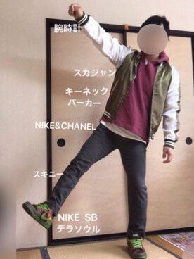 「８(eight)（エイト）のアイテム（その他アウター）」を使った、ぼくたくさん（メンズ・172cm）の春コーディネート