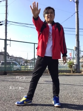 「wearhalloween2017」｜「アイテム（ジャージ）」を使った、ぼくたくさん（メンズ・172cm）の秋コーディネート