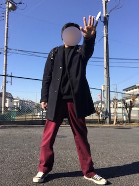 「Right-on（ライトオン）のアイテム（チェスターコート）」を使った、ぼくたくさん（メンズ・172cm）の冬コーディネート