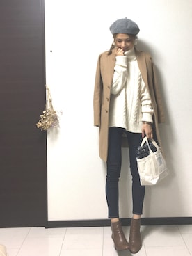 「DHOLIC（ディーホリック）のアイテム（ハンチング/ベレー帽）」を使った、Naoさん（レディース・168cm）の冬コーディネート